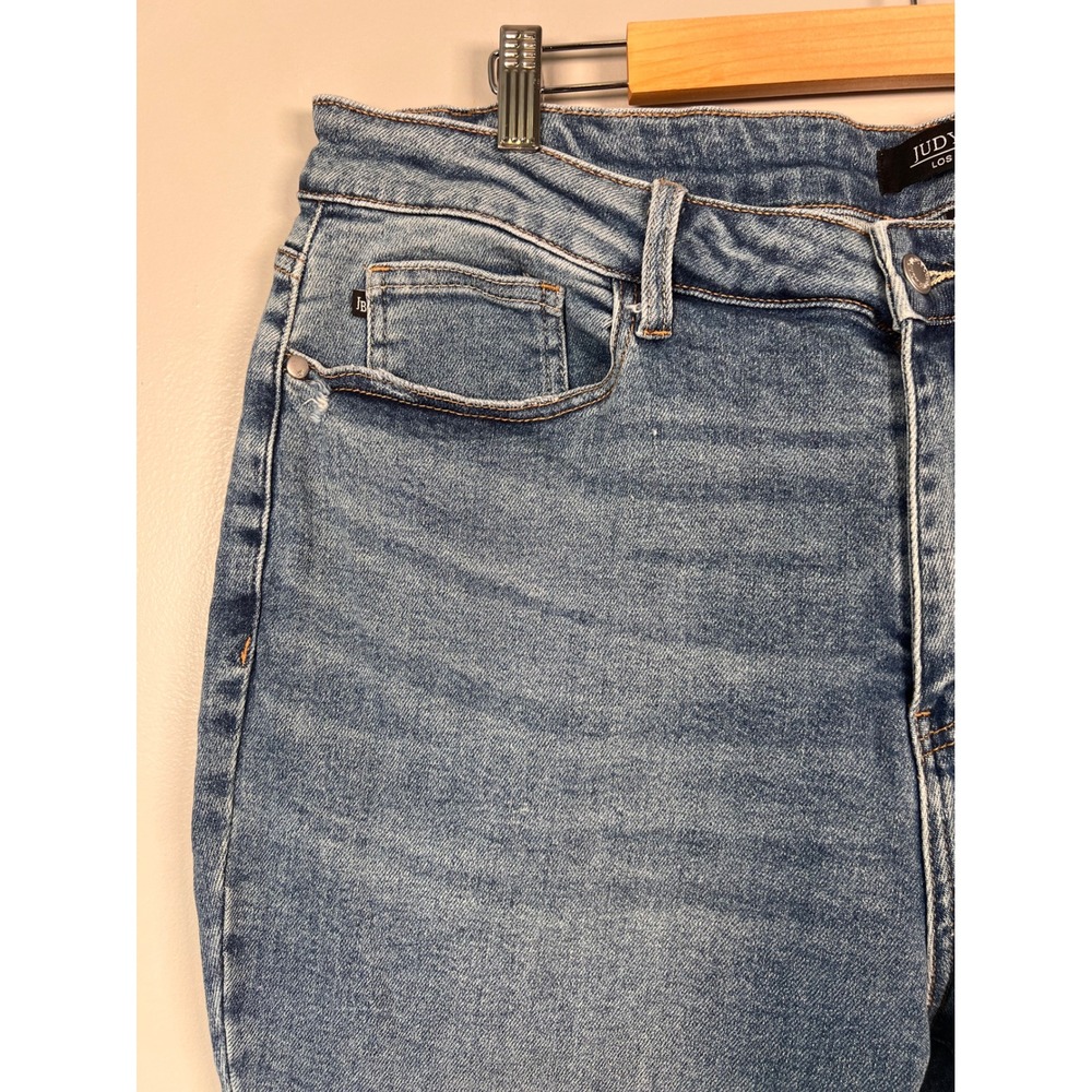 Judy Blue Bootcut Jeans 20W Blue Distressed Denim Plus Hem Detail Boho - Picture 3 of 8